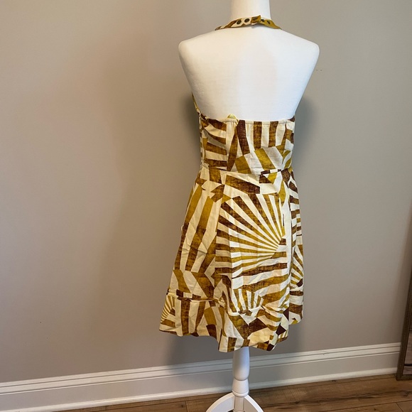 Gold Sunburst Natural Woven Halter Dress - Picture 3 of 9